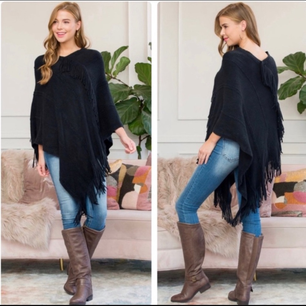 Super Soft Poncho Cascading Fringe - Picture 5 of 8